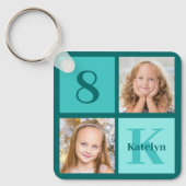 Porte-clés Chic Teal Photo Collage Personalized (Recto)