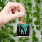 Porte-clés Chic Turquoise Parties scintillant de séchage Nom  (main)