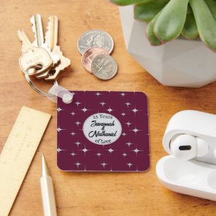 Porte-clés Chic Vingt-Cinquième Anniversaire Custom Couple Ph