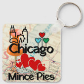 Porte-clés Chicago aime Mince Pies Cityscape (Dos)