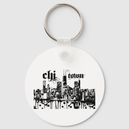 Porte-clés Chicago "chi-town" mis pour votre ville (Recto)
