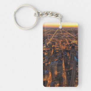 Porte-clés Chicago du centre au coucher du soleil