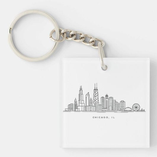 Porte-clés Chicago IL Cityscape Illustration (Devant)