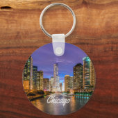 Porte-clés Chicago Illinois City La Nuit (Recto)