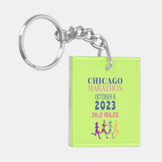 Porte-clés Chicago Marathon 2023 Green Custom Text (Devant gauche)