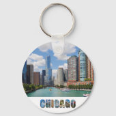 Porte-clés Chicago River Skyline Photo (Verso)