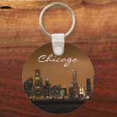 Porte-clés Chicago Skyline la nuit à Navy Pier (Recto)