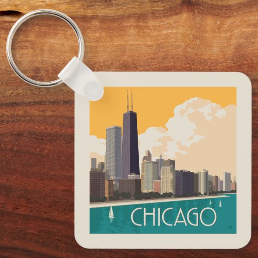 Porte-clés Chicago | Skyline moderne (Recto)