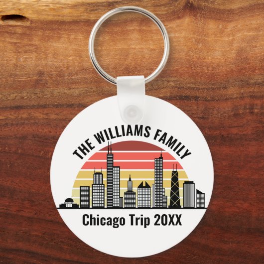 Porte-clés Chicago Sunset Customized Family Trip (Recto)