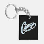 Porte-clés Chicago Texte en Chicago Bleu Script BLK (Devant gauche)