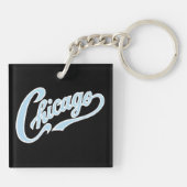 Porte-clés Chicago Texte en Chicago Bleu Script BLK (Dos)