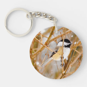 Porte-clés Chickadee au plafond noir - Photo originale