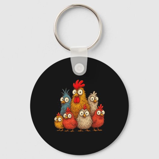 Porte-clés Chicken Art Crazy Chicken For Men Women Kid Boy Fa (Recto)