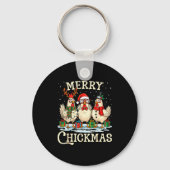 Porte-clés Chicken Christmas Santa Hat Merry Chickmas Xmas Fa (Recto)