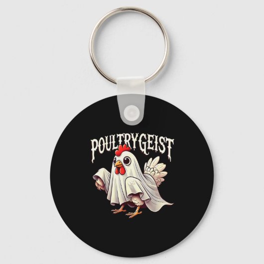 Porte-clés Chicken Ghost Ultrygeist Funny Halloween Farmer (Recto)