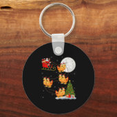 Porte-clés Chicken Santa Sleigh Flying Funny Magical Christma (Recto)
