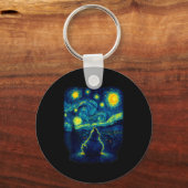Porte-clés Chicken Starry Funny Night Van Gogh Farm Lover Gir (Recto)