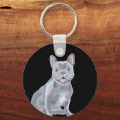 Porte-clés Chien à Chien à Chien à Chien avec fleurs blanches (Verso)