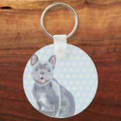 Porte-clés Chien à Chien à Chien à Chien avec fleurs blanches (Recto)