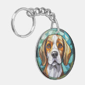 Porte-clés Chien à col Beagle en verre doux (Devant gauche)