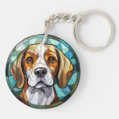 Porte-clés Chien à col Beagle en verre doux (Dos)