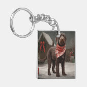 Porte-clés Chien à pointes à poils durs à Noël de neige (Devant gauche)