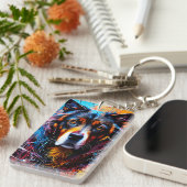 Porte-clés chien Abstrait de couleur de splash (Devant droit)