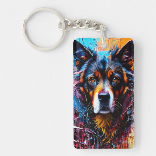 Porte-clés chien Abstrait de couleur de splash