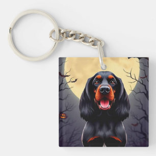 Porte-clés Chien adorable dans une scène d'Halloween avec des
