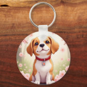 Porte-clés Chien adorable et fleurs (Verso)