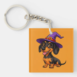 Porte-clés Chien adorable portant un chapeau de magicien viol