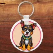 Porte-clés Chien animé mignon avec collier (Verso)
