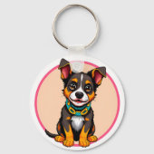 Porte-clés Chien animé mignon avec collier (Verso)