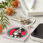 Porte-clés Chien animé mignon avec collier (Devant Droit)