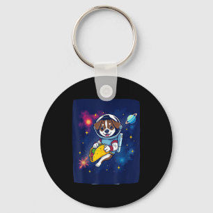 Porte-clés Chien astronaute amoureux de tacos célèbre cinco d