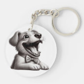 Porte-clés chien avec cravate arc rire (Dos)