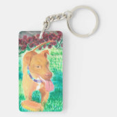 Porte-clés Chien avec Frisbee et Rose (Dos)