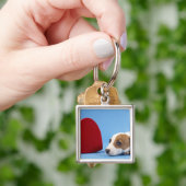Porte-clés Chien avec le coeur (main)