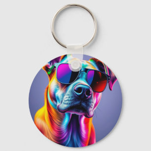 Porte-clés Chien avec lunettes de soleil