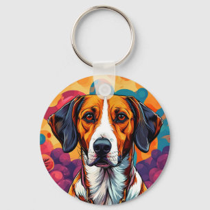 Porte-clés Chien avec un Collier dans un Cadre Circulaire