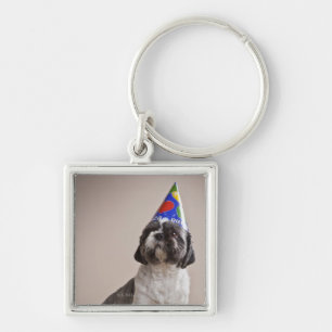 Porte-clés Chien ayant l'anniversaire