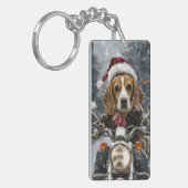 Porte-clés Chien Beagle à moto Noël (Devant gauche)