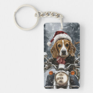 Porte-clés Chien Beagle à moto Noël