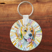 Porte-clés Chien beagle - Art Mosaïque coloré (Verso)