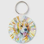 Porte-clés Chien beagle - Art Mosaïque coloré (Verso)