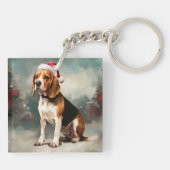 Porte-clés Chien Beagle dans la neige de Noël (Dos)