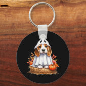 Porte-clés Chien Beagle D'Halloween mignon Comme Chien Fantôm (Recto)