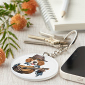 Porte-clés Chien beagle Jouer Guitare / Beagle drôle (Devant Droit)