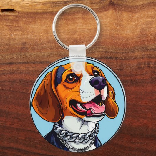 Porte-clés Chien beagle mignon (Verso)