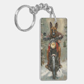Porte-clés Chien belge Malinoi équitation moto Noël (Devant gauche)